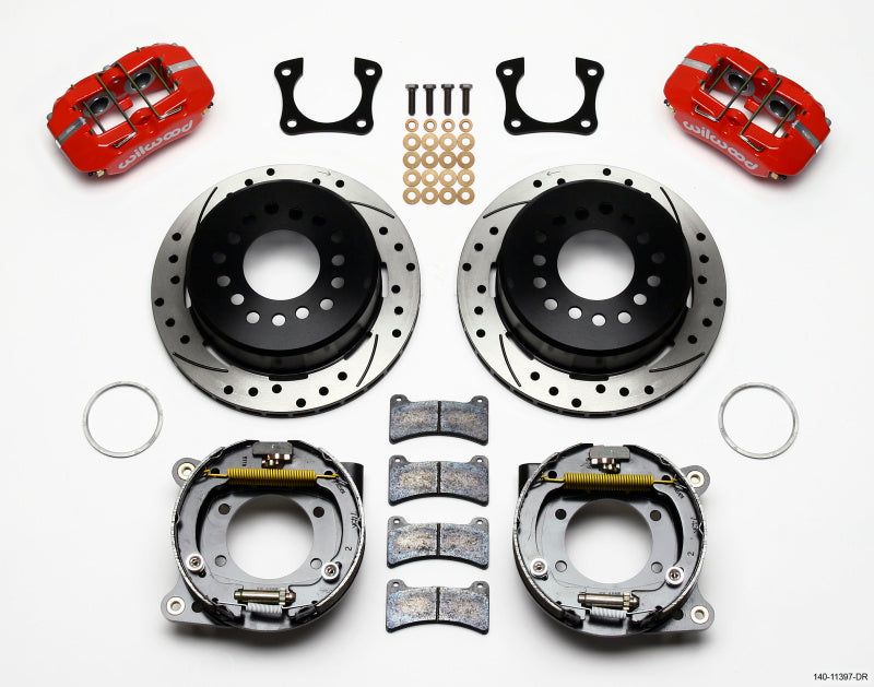 Wilwood Dynapro Low-Profile 11.00in P-Brake Kit Drill-Red 58-64 Olds/Pontiac Ends 2.81in Offset Big Brake Kits Wilwood