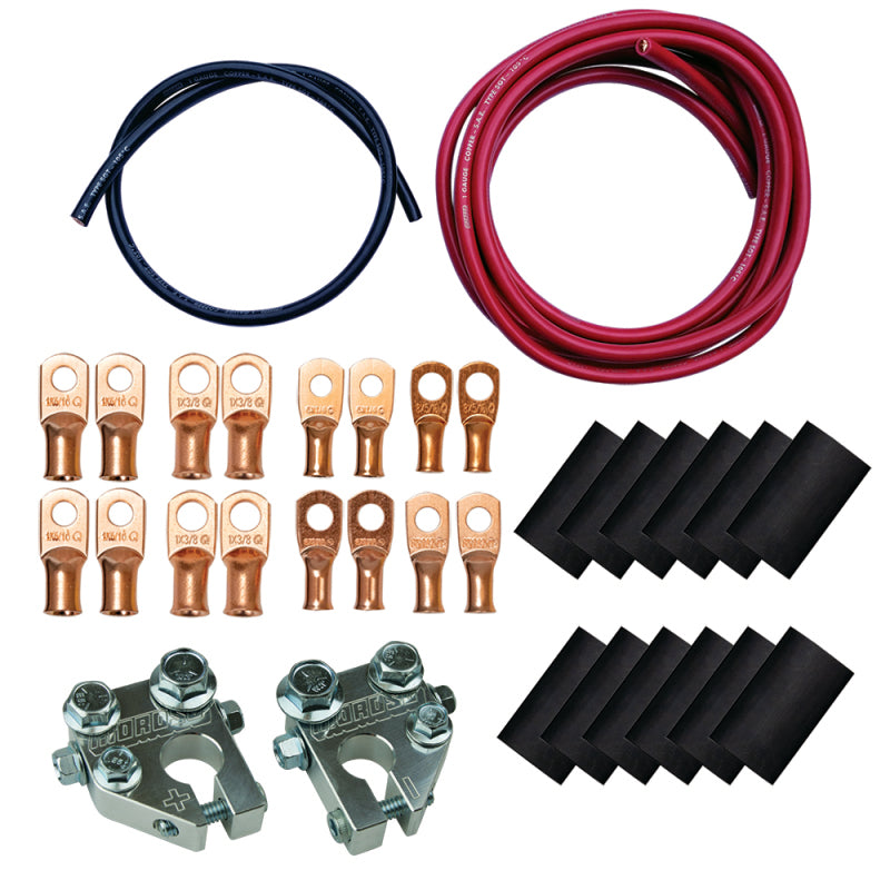 Moroso Billet Terminals Black Shrinks Remote Battery Cable Kit w/Positive & Negative Wires Battery Accessories Moroso