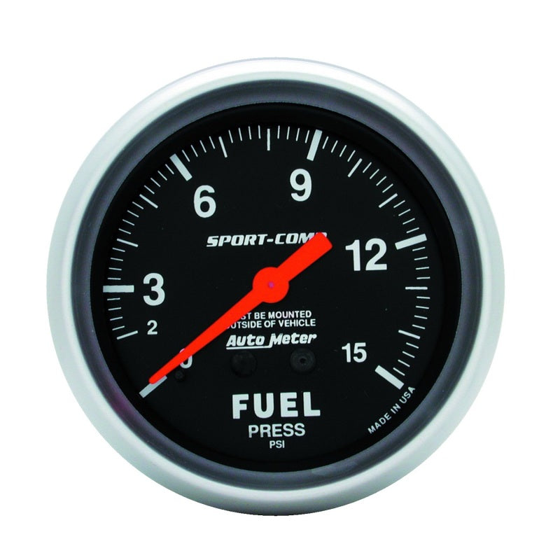 Autometer Sport-Comp 2 5/8in 0-15 PSI Mechanical Fuel Pressure Gauge Gauges AutoMeter