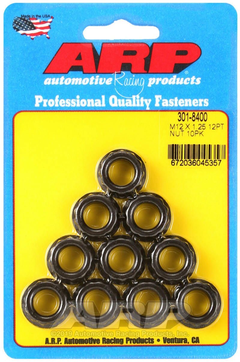 ARP 12mm x 1.25 16mm Socket 12pt Nut Kit (10 pack) Hardware Kits - Other ARP