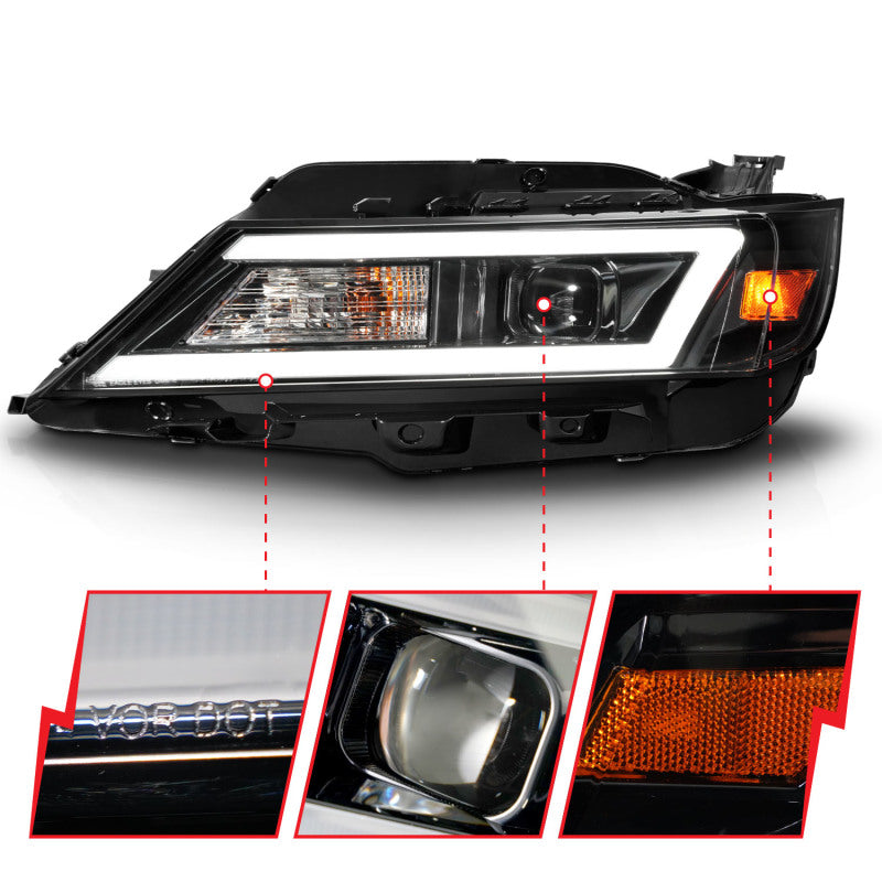 ANZO 14-20 Chevrolet Impala Square Projector LED Bar Headlights w/ Black Housing Headlights ANZO
