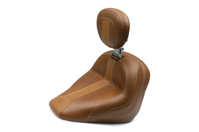 Mustang 15-21 Indian Scout Standard Touring Solo Seat w/Driver Backrest - Brown Solo Motorcycle Seats Mustang Motorcycle