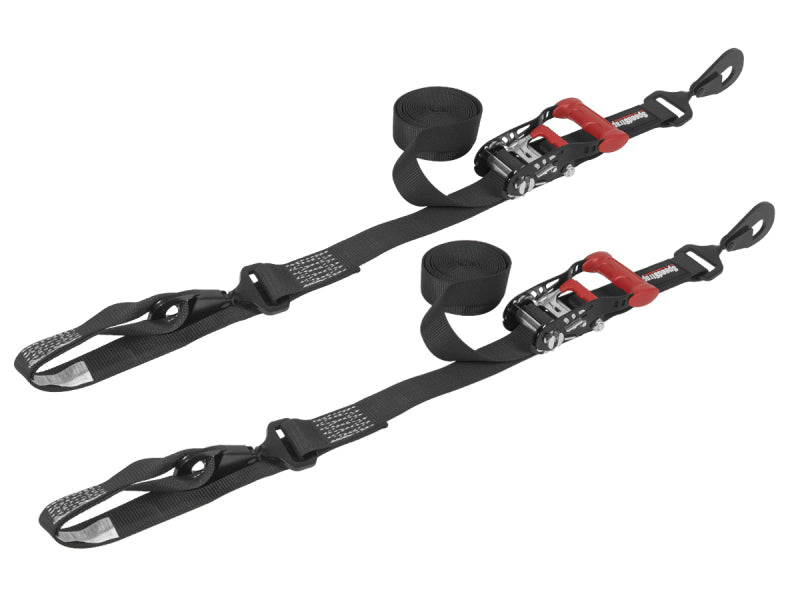 SpeedStrap 1 1/2In x 10Ft Ratchet Tie-Down w/ Soft-Tie (2 Pack) - Black Cargo Tie-Downs SpeedStrap