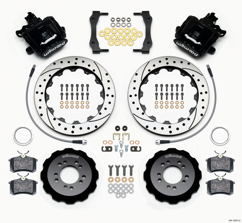 Wilwood Combination Parking Brake Rear Kit 12.88in Drilled 2013-Up Ford Focus ST w/ Lines Brake Calipers - Perf Wilwood