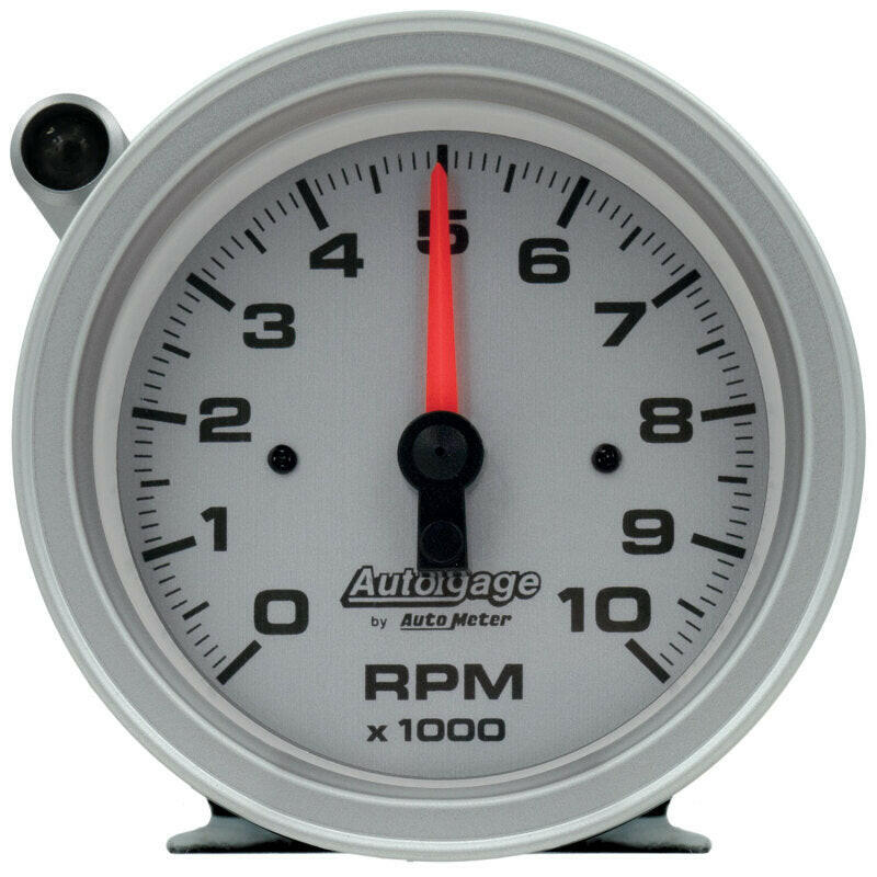 AutoMeter Tachometer Gauge 10K RPM 3 3/4in Pedestal w/Ext. Shift-Light - Silver Dial/Black Case Performance Monitors AutoMeter