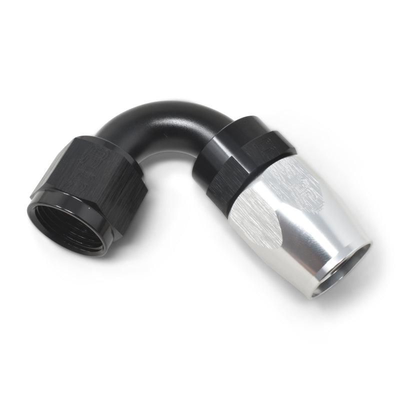 Russell Performance -6 AN Black/Silver 120 Degree Tight Radius Full Flow Swivel Hose End Fittings Russell