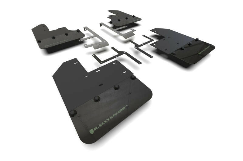 Rally Armor 19-25 Jeep JT Gladiator (Mojave/Rubicon) Black Mud Flap w/Army Green Logo Mud Flaps Rally Armor