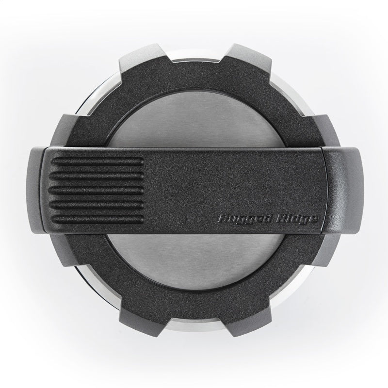 Rugged Ridge Elite Fuel Door Non-Lock Brushed Alum 07-18 Jeep Wrangler JK Fuel Caps Rugged Ridge