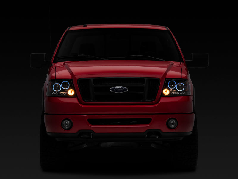 Raxiom 04-08 Ford F-150 Dual LED Halo Projector Headlights- Black Housing (Clear Lens) Headlights Raxiom
