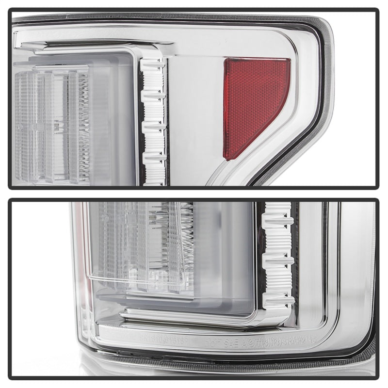 Spyder 18-19 Ford F-150 (W/O Blind Spot Sensor) LED Tail Lights - Chrome (ALT-YD-FF15018-LED-C) Tail Lights SPYDER
