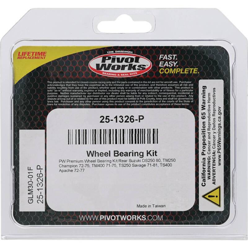 Pivot Works Suzuki Wheel Bearing Kit Premium Bearings Control Arms Pivot Works
