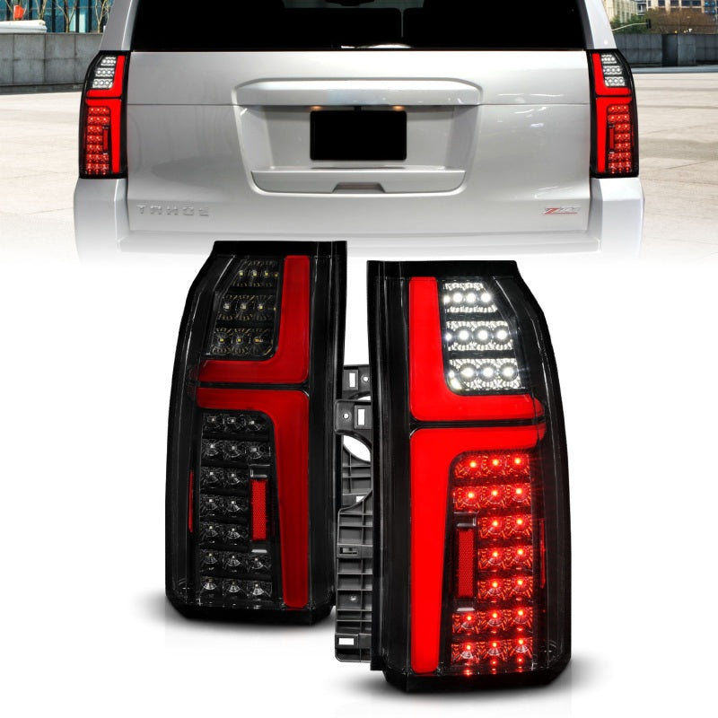 ANZO 15-20 Chevrolet Tahoe Sequential LED Tube Taillights Black Tail Lights ANZO