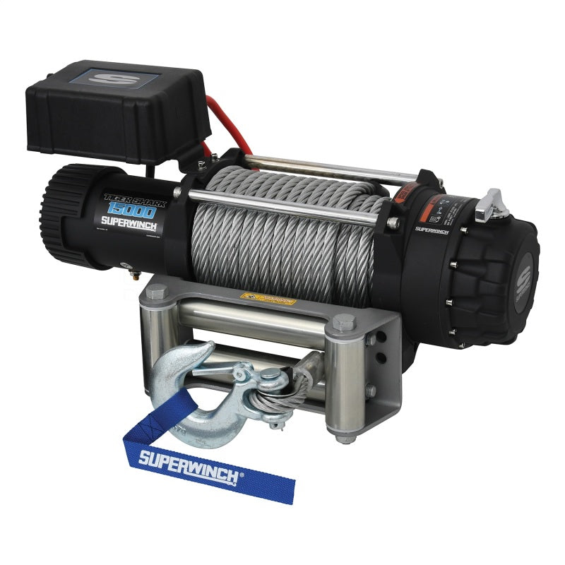 Superwinch 15000 LBS 12V DC 7/16in x 82ft Wire Rope Tiger Shark 11500 Winch Winches Superwinch