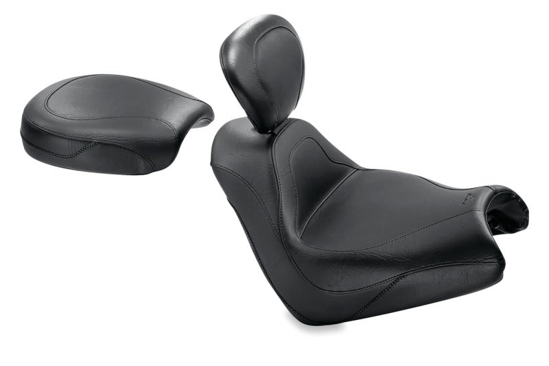 Mustang 05-08 Honda VTX1800F Sport Touring Solo Seat w/Driver Backrest - Black Solo Motorcycle Seats Mustang Motorcycle