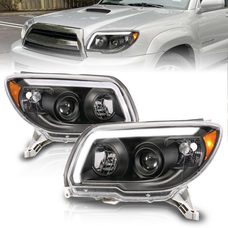 ANZO 06-09 Toyota 4 Runner Projector Headlights Plank Style - Black Headlights ANZO