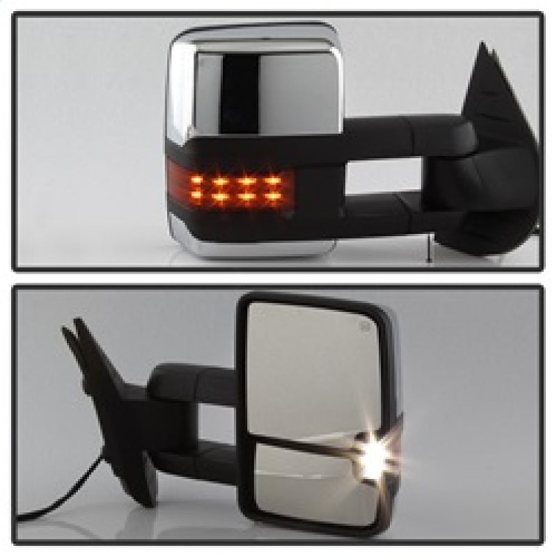 xTune Chevy Silverado 07-13 Heated Amber LED Signal Mirrors Chrome MIR-CSIL07S-G3C-PWH-AM-SET Side Mirrors SPYDER