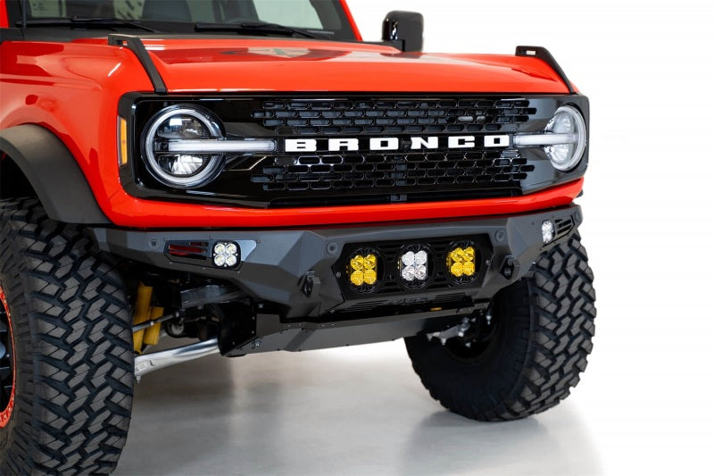 Addictive Desert Designs 21-22 Ford Bronco Bomber Front Bumper (w/ 3 Baja Designs LP4 Mounts) Bumpers - Steel Addictive Desert Designs