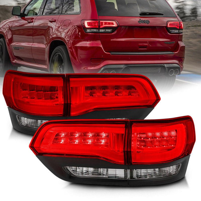 ANZO 2014-2016 Jeep Grand Cherokee LED Taillights Red/Clear Tail Lights ANZO