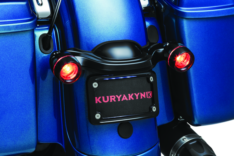 Kuryakyn Curved License Plate Mount Black License Plate Relocation Kuryakyn
