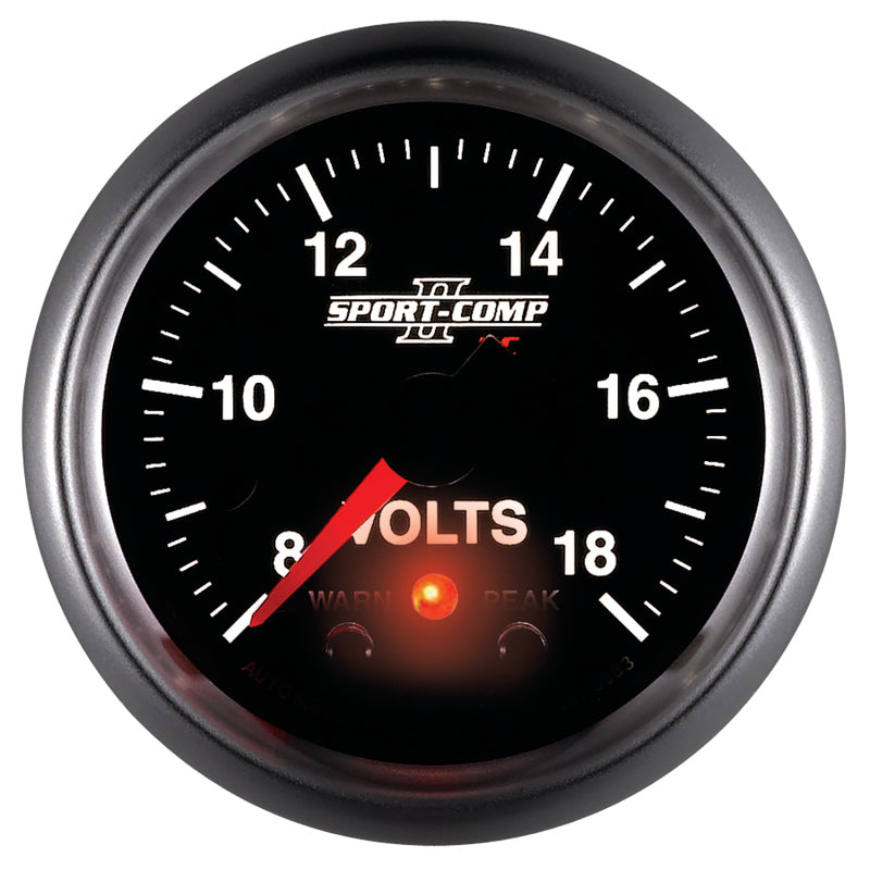 Autometer Sport-Comp II 2-1/16in Digital Voltometer Gauge - 18V Gauges AutoMeter