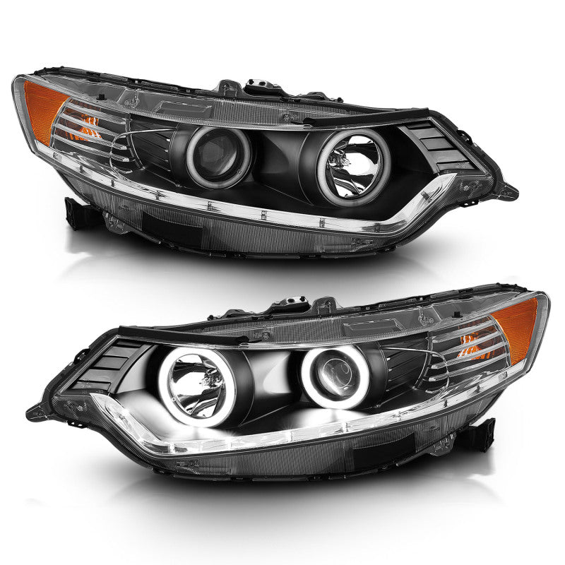 ANZO 2009-2012 Acura TSX Projector Headlights w/ Halo Black (CCFL) (HID Compatible) Headlights ANZO