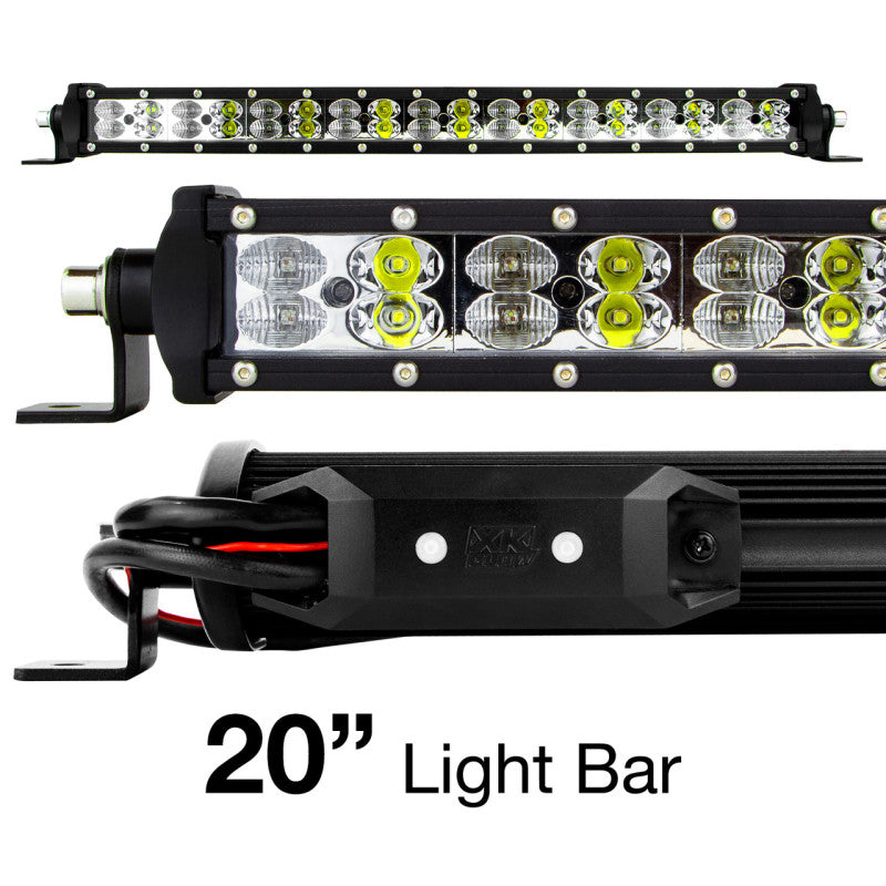 XK Glow RGBW Light Bar High Power Offroad Work/Hunting Light w/ Bluetooth Controller 20In Light Accessories and Wiring XKGLOW
