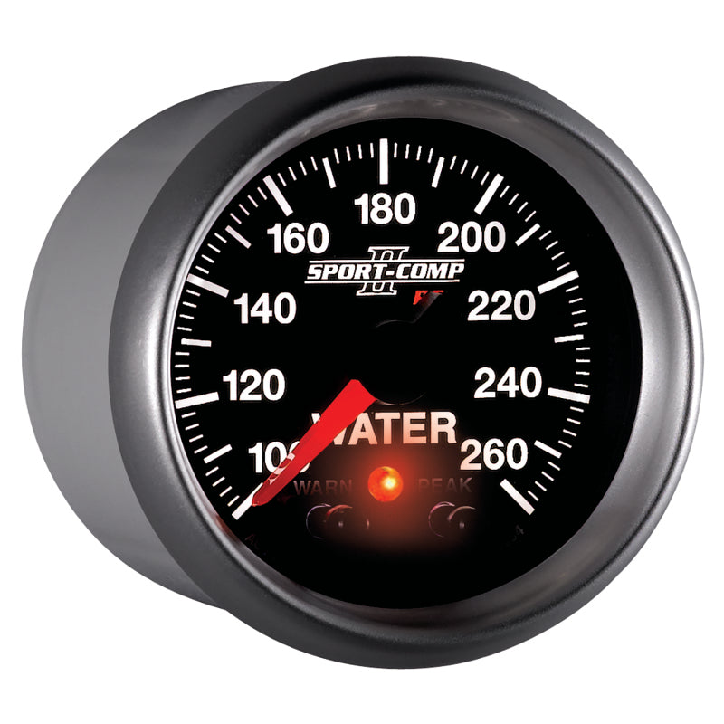Autometer Sport-Comp II 52.4mm 100-260 Deg F Water Temp Peak & Warn w/ Electronic Control Gauge Gauges AutoMeter