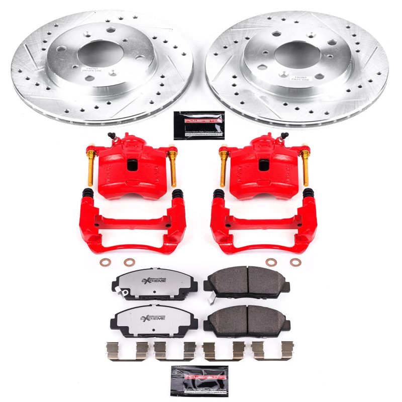 Power Stop 92-96 Honda Prelude Front Z26 Street Warrior Brake Kit w/Calipers Brake Kits - Performance D&S PowerStop
