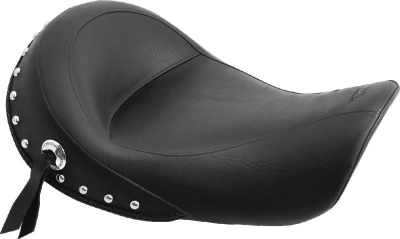 Mustang 06-17 Harley Dyna Standard Touring Solo Seat w/Studs - Black Solo Motorcycle Seats Mustang Motorcycle