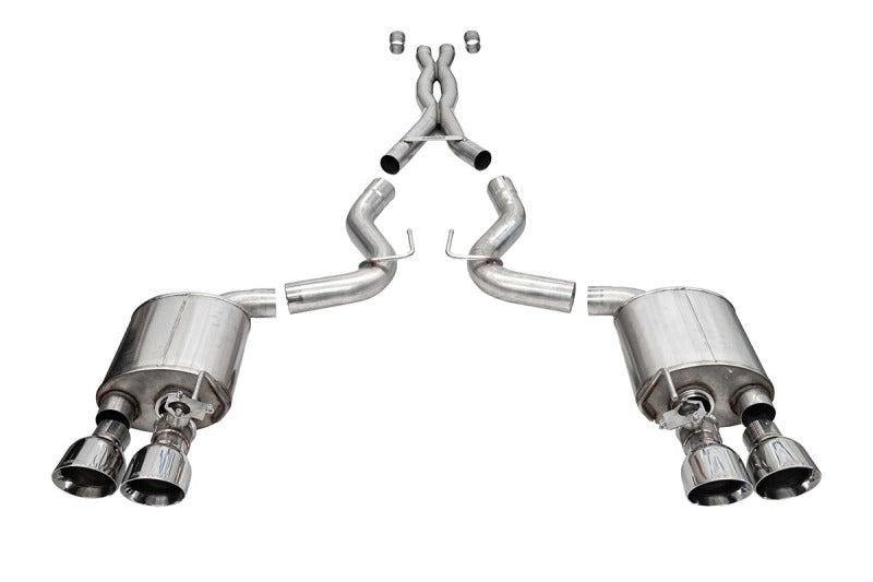 Corsa 20-22 Ford Mustang GT500 3.0in Dual Rear Exit Catback w/ Twin 5.0in Polish Slash Cut Pro Tips Catback CORSA Performance