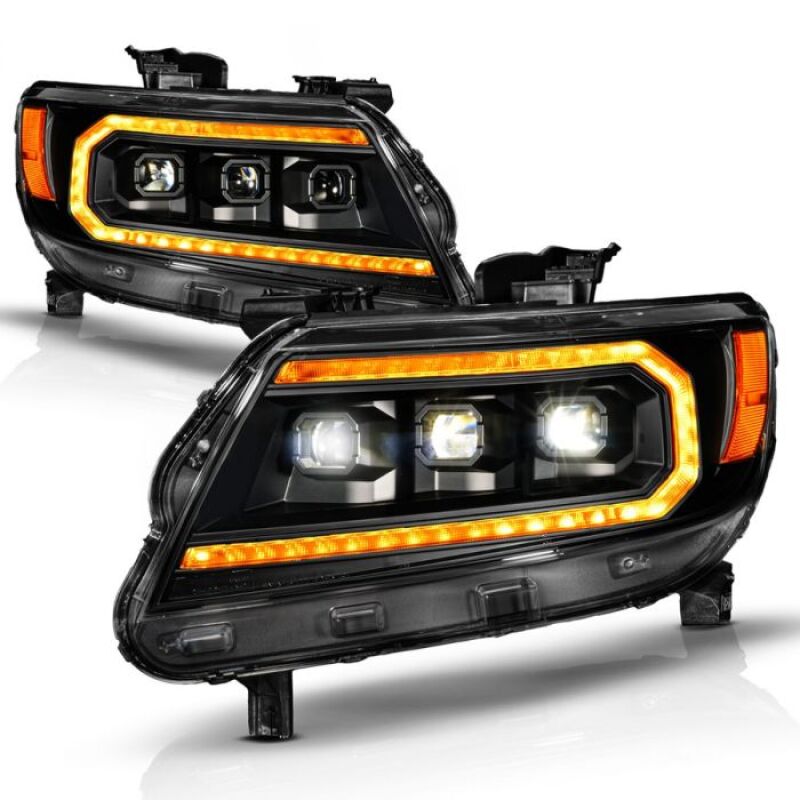 ANZO 15-22 Chevy Colorado Full LED Headlights w/ Initiation (Amber DRL) - Black Headlights ANZO