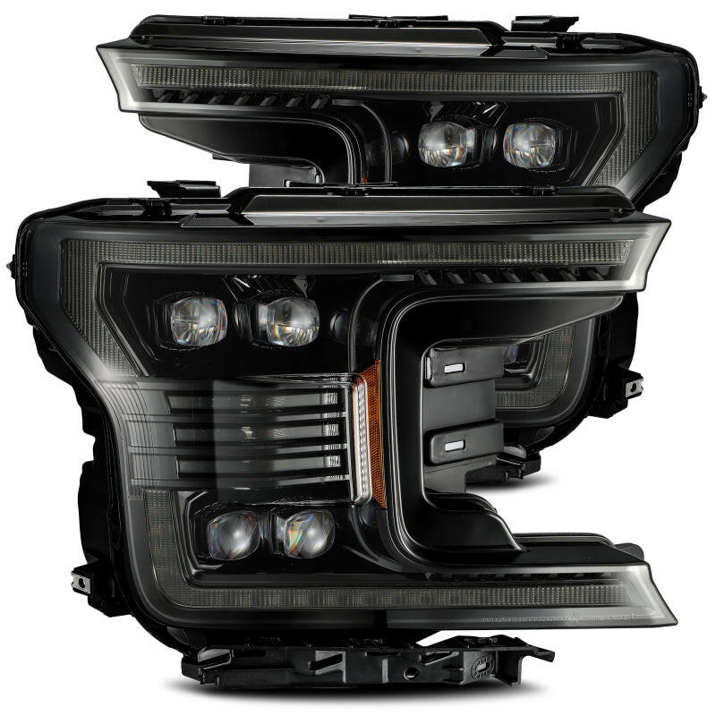 AlphaRex 18-20 Ford F-150 NOVA LED Proj Headlight Plank Style Alpha Blk w/Activ Light/Seq Signal/DRL Headlights AlphaRex