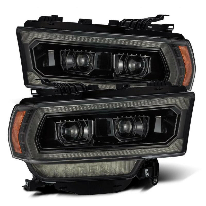 AlphaRex 19-21 Ram 2500 LUXX LED Proj Headlights Plank Style Alpha Blk w/Activ Light/Seq Signal/DRL Headlights AlphaRex