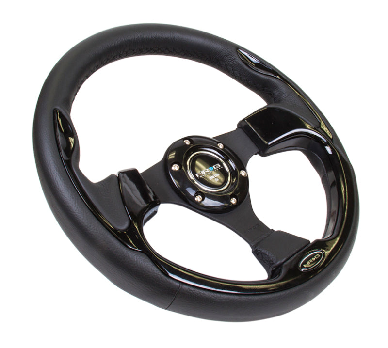 NRG Reinforced Steering Wheel (320mm) Blk w/Gloss Black Trim Steering Wheels NRG