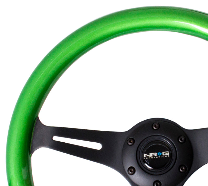 NRG Classic Wood Grain Steering Wheel (350mm) Green Pearl/Flake Paint w/Black 3-Spoke Center Steering Wheels NRG