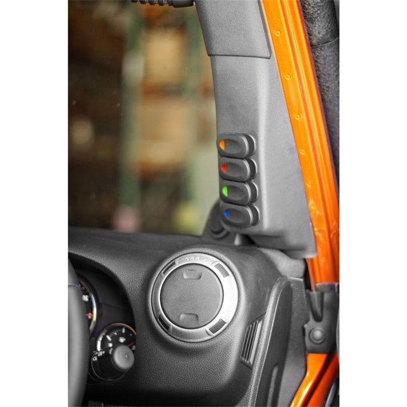 Rugged Ridge A-Pillar 4 Switch Pod Black RHD 11-18 Jeep Wrangler JK Dash & Interior Trim Rugged Ridge