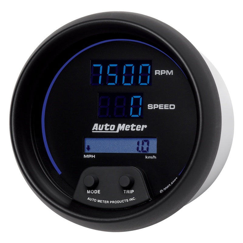 Autometer 85.7mm Black Digital 8000rpm/160mph or 260kmph Electric Tachometer/Speedometer Combo Gauges AutoMeter