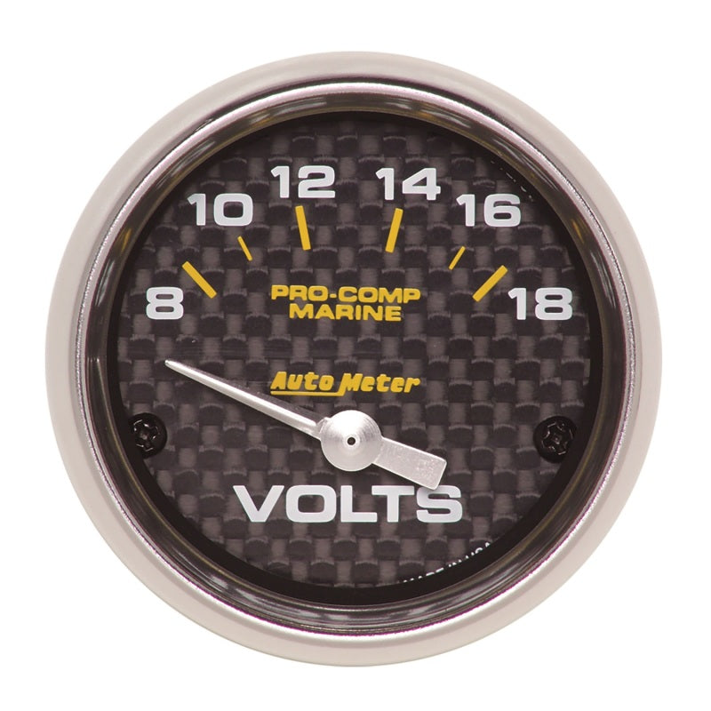 Autometer Marine Carbon Fiber 2-1/16in 18V Electric Voltmeter Gauge Gauges AutoMeter