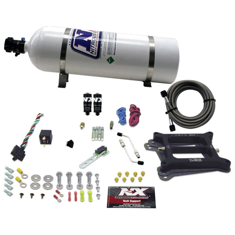 Nitrous Express 4150 Hitman Plus 4-BBL Nitrous Kit (50-200HP) w/15lb Bottle Nitrous Systems Nitrous Express
