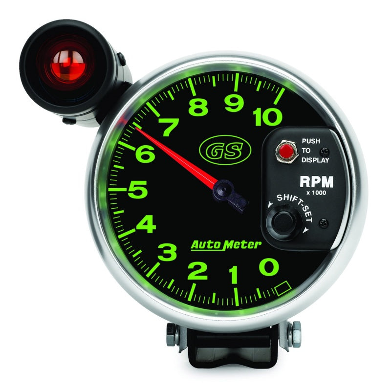AutoMeter Gauge Tachometer 5in. 10K RPM Pedestal W/ Ext. Shift-Lite Gs Gauges AutoMeter