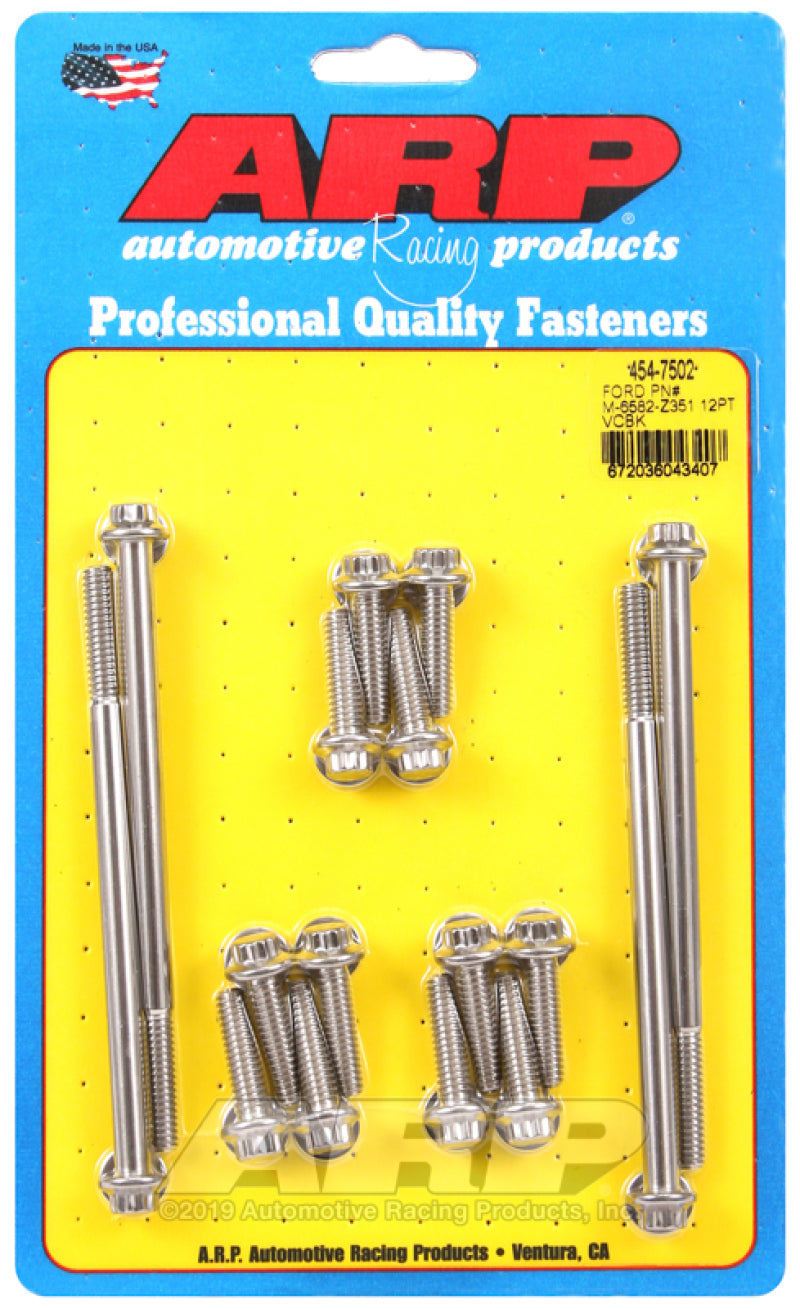 ARP SB Ford PN M-6582-Z351 12pt Valve Cover Bolt Kit Hardware Kits - Other ARP