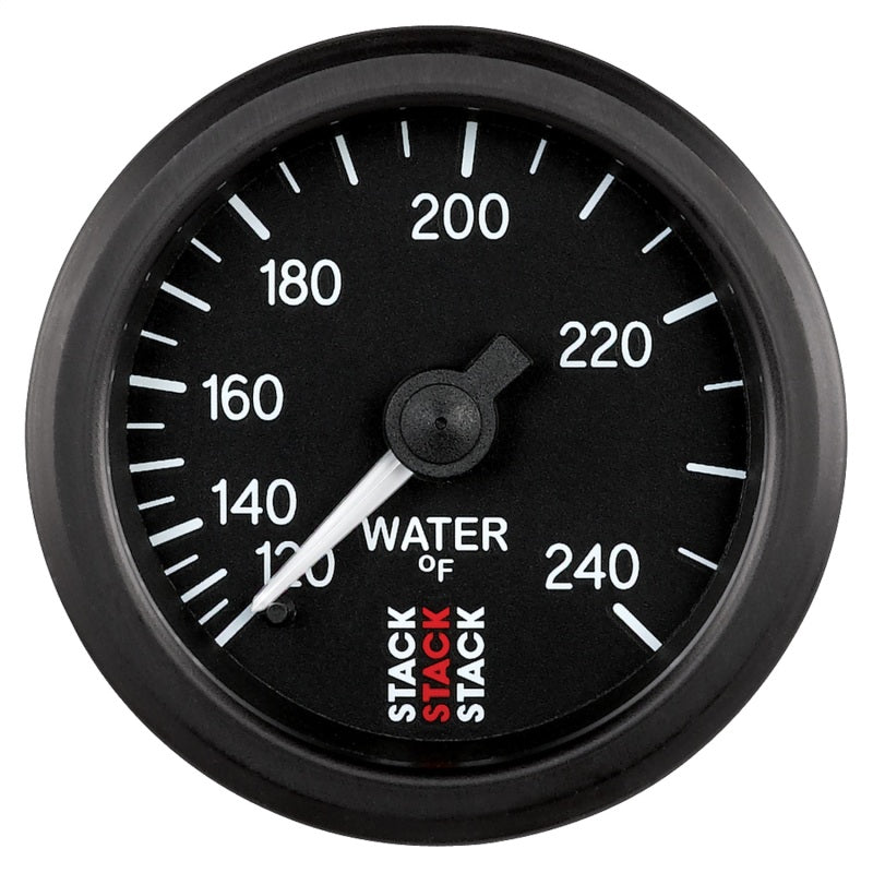Autometer Stack 52mm 120-240 Deg F 1/2in Npt (M) Mechanical Water Temp Gauge - Black Gauges AutoMeter