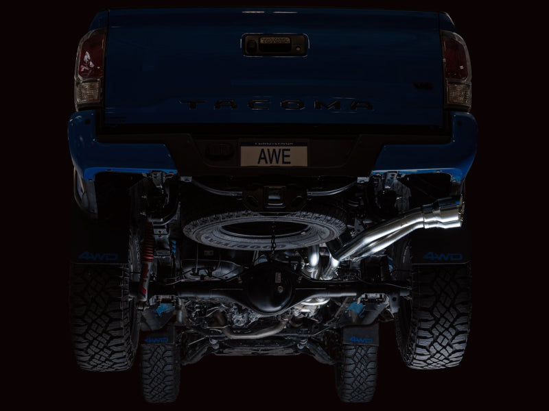 AWE Tuning 16-22 Toyota Tacoma 0FG Cat-Back Exhaust w/ BashGuard - Dual Chrome Silver Tips Catback AWE Tuning