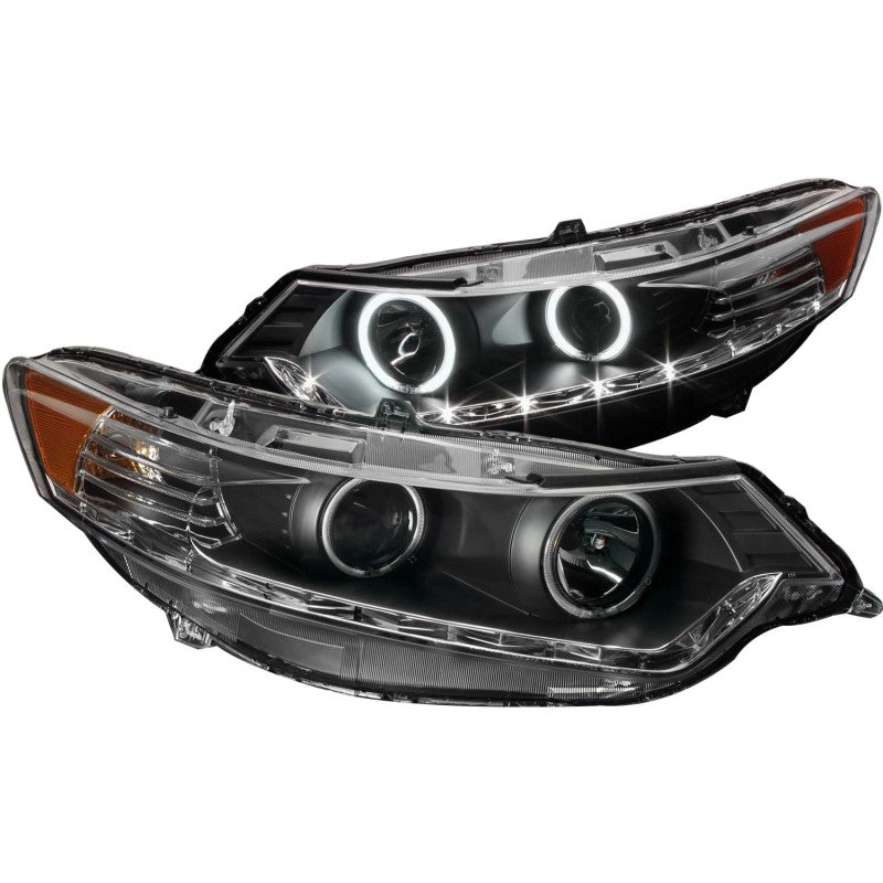 ANZO 2009-2012 Acura TSX Projector Headlights w/ Halo Black (CCFL) (HID Compatible) Headlights ANZO