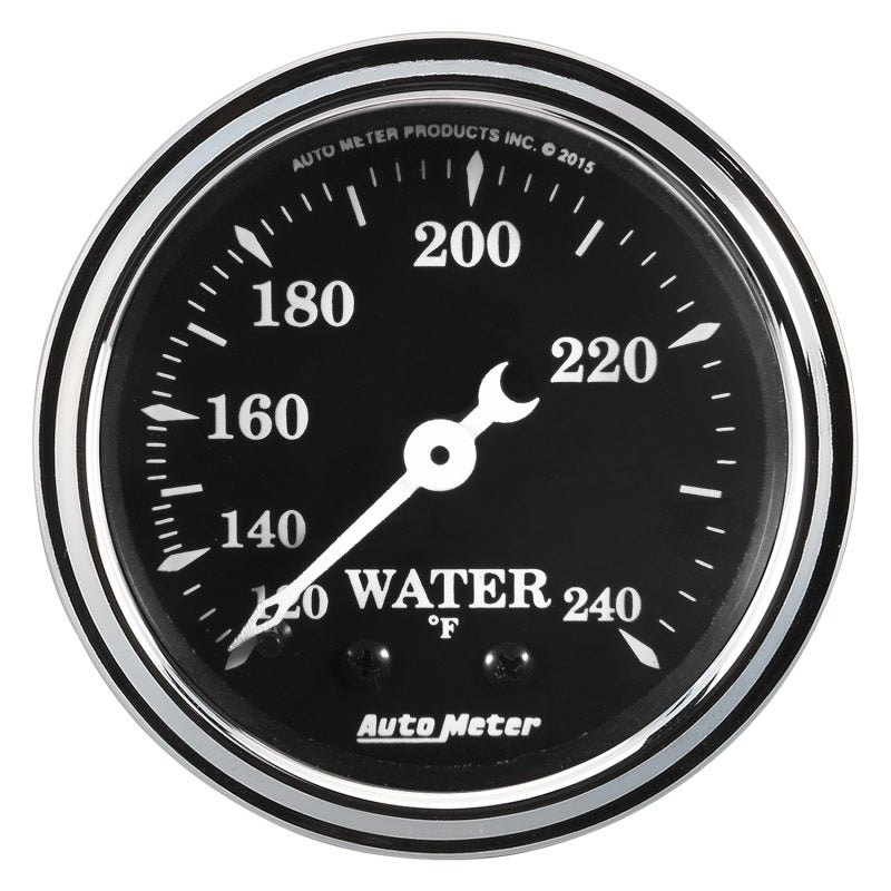 Auto Meter Gauge Water Temp 2 1/16in 120-240F Mech Old Tyme Black Gauges AutoMeter