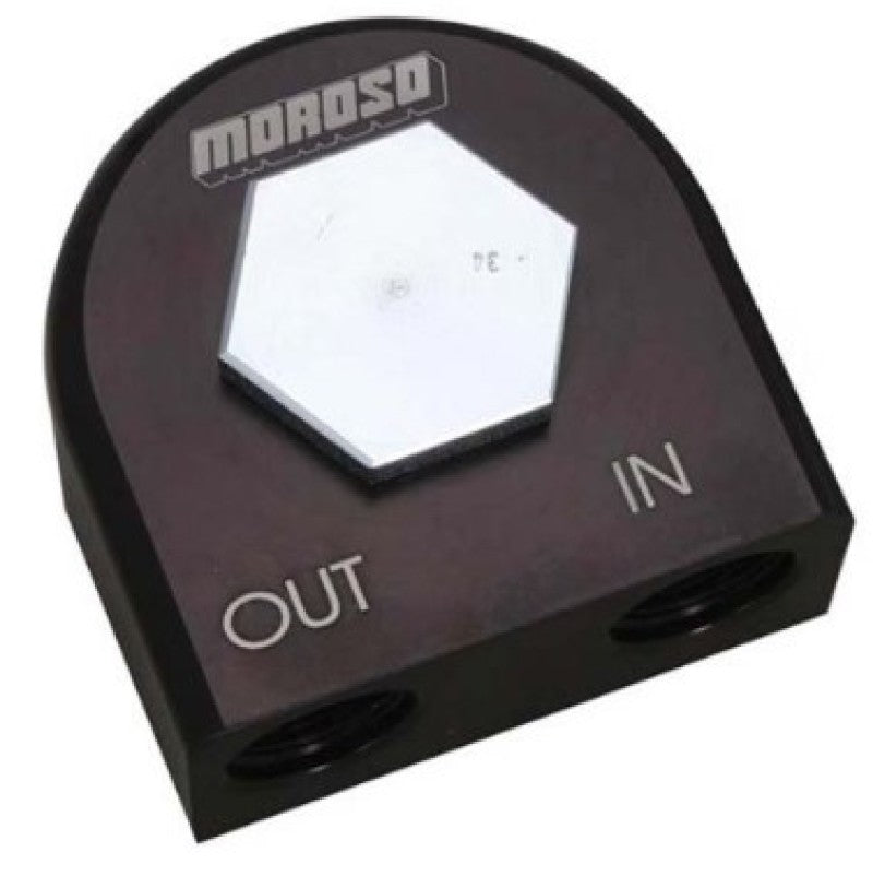 Moroso Universal Remote Oil Filter Adapter - 90 Degree - 18mm-1.5in Thread Fittings Moroso