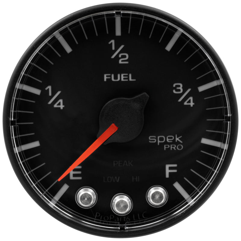 Autometer Spek-Pro Gauge Fuel Level 2 1/16in 0-270 Programmable Blk/Blk Gauges AutoMeter