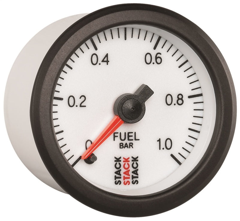 Autometer Stack 52mm 0-1 Bar M10 Male Pro Stepper Motor Fuel Pressure Gauge - White Gauges AutoMeter
