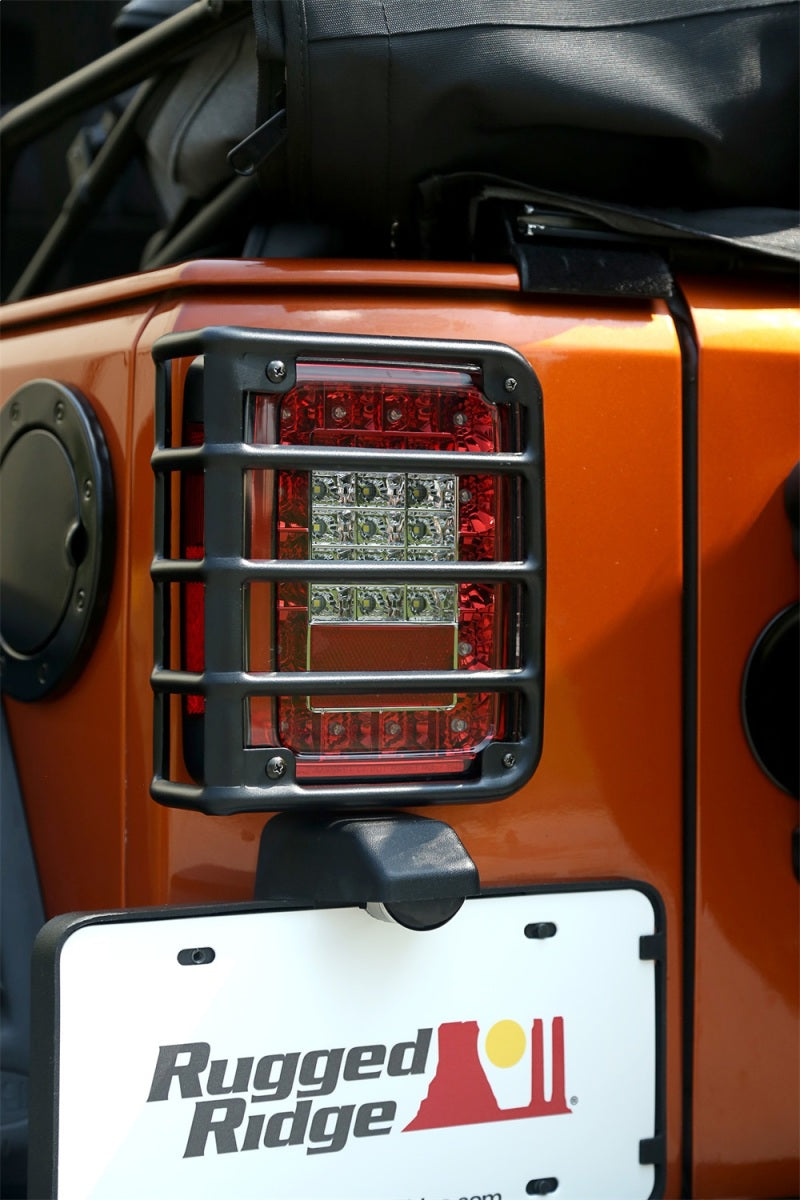 Rugged Ridge 07-18 Jeep Wrangler Textured Black Tail Light Euro Guards Light Covers and Guards Rugged Ridge