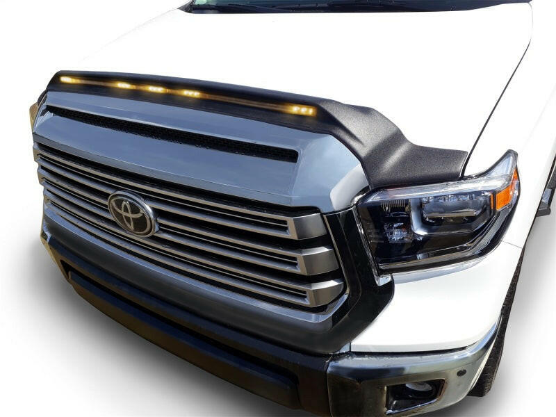 AVS 2014-2019 Toyota Tundra Aeroskin Low Profile Hood Shield w/ Lights - Black Hood Deflectors AVS